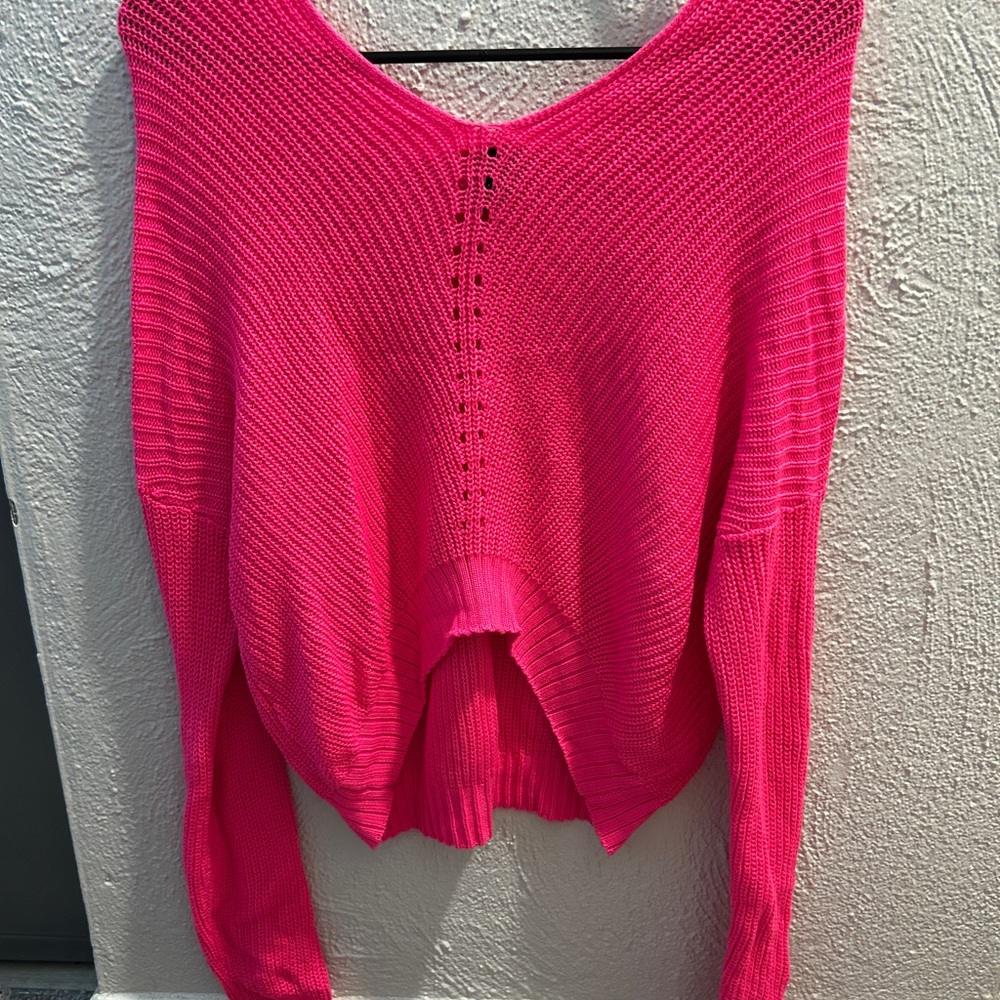 Rue21 Pink V-Neck Sweater Ribbed Knit Pullover